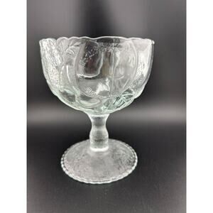 5 Vtg Toscany Glass Pedestal Fruit Dessert Dish Country Harvest Pattern 12oz